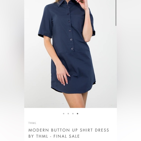 THML Elegant Navy Shirt Dress - Picture 2 of 5